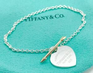 Tiffany & Co. Return Lovestruck Heart Tag Bracelet Silver & Rose Gold 6.25"